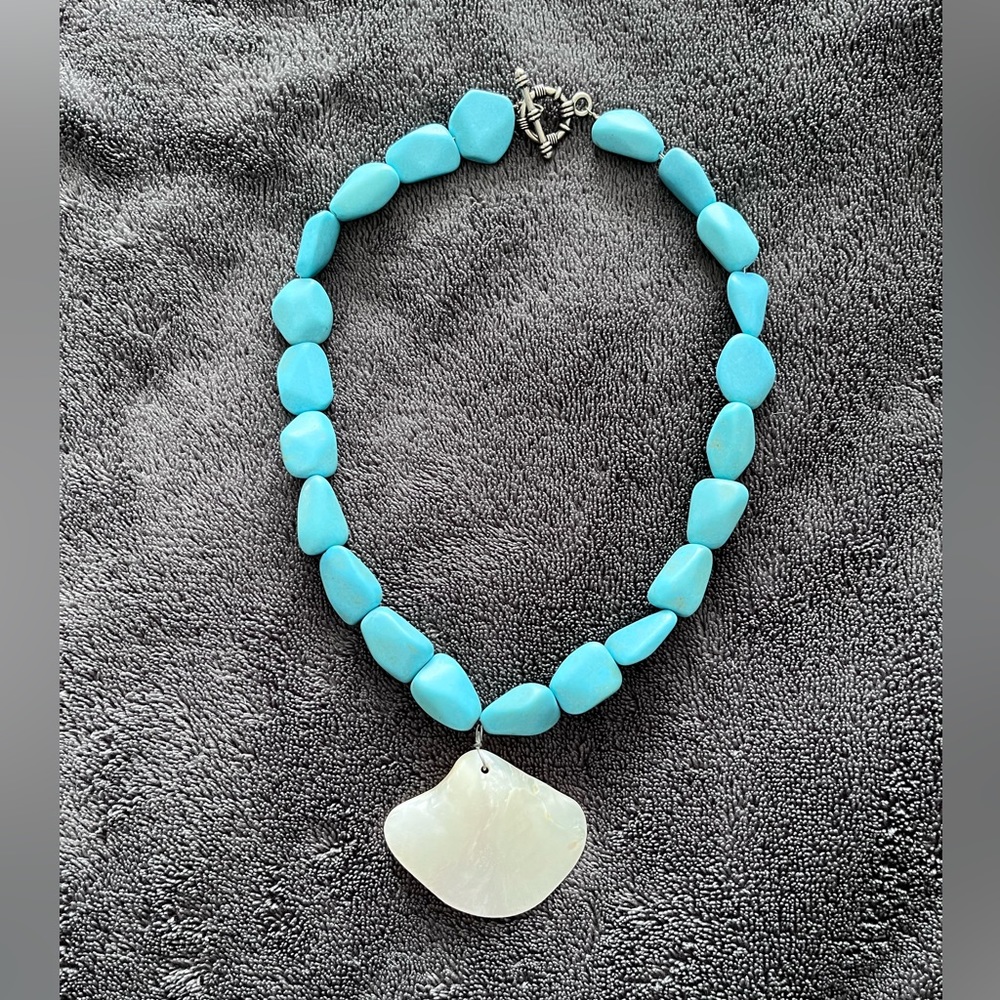 Handmade turquoise seashell necklace